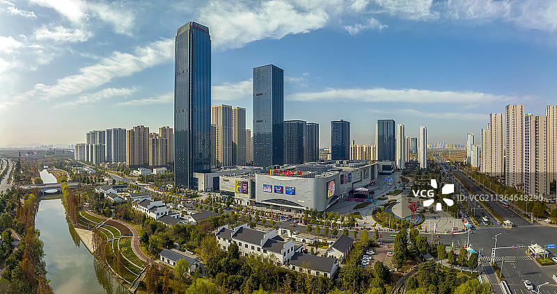 航拍襄阳东津新区都市风光城市全景风景图片素材