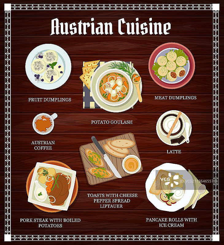 奥地利美食菜单食品和饮料图片素材