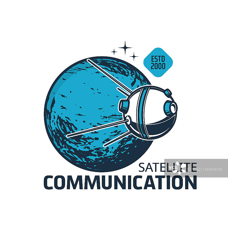 电信卫星与地球行星图标图片素材