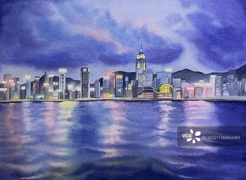 《维多利亚港夜景》图片素材