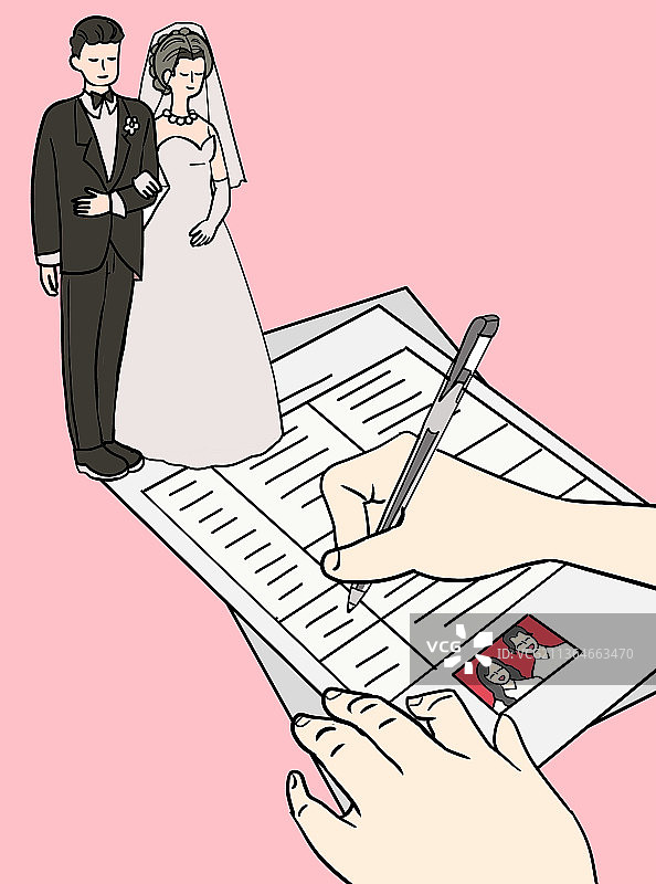 民政领证签字按手印情侣结婚图片素材