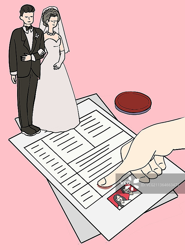 民政领证签字按手印情侣结婚图片素材