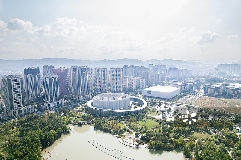 航拍诸暨城市风光图片素材