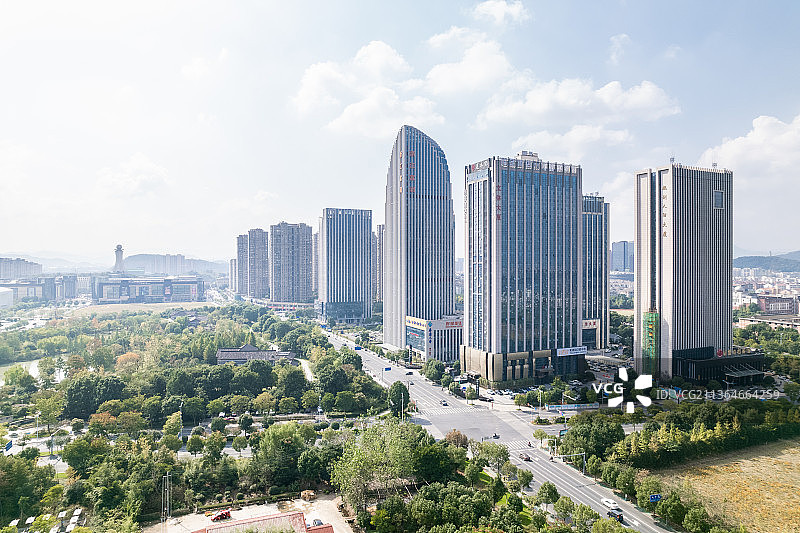 航拍诸暨城东新城商业中心现代建筑图片素材