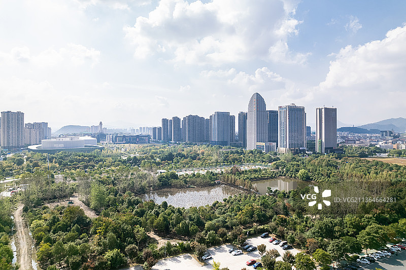 航拍诸暨城东新城现代城市风光图片素材