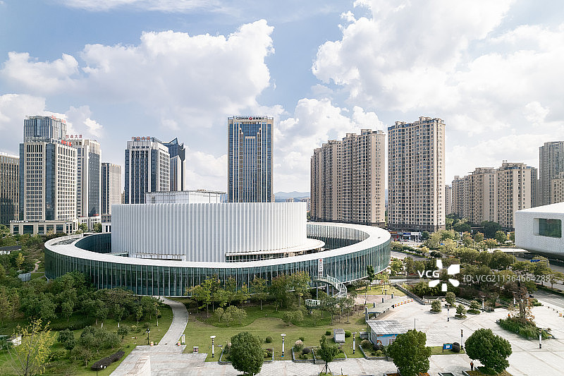 航拍诸暨大剧院图片素材