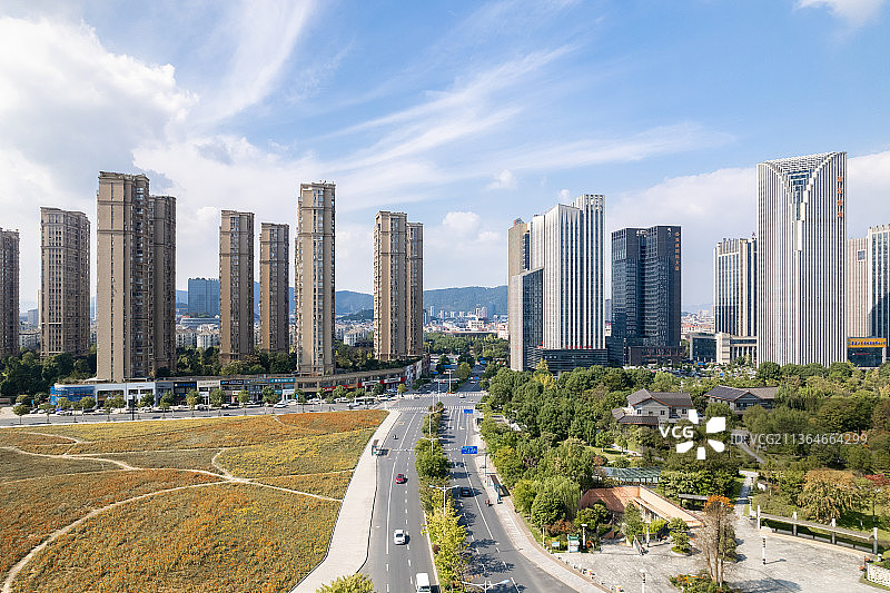 航拍诸暨城东新城现代城市风光图片素材