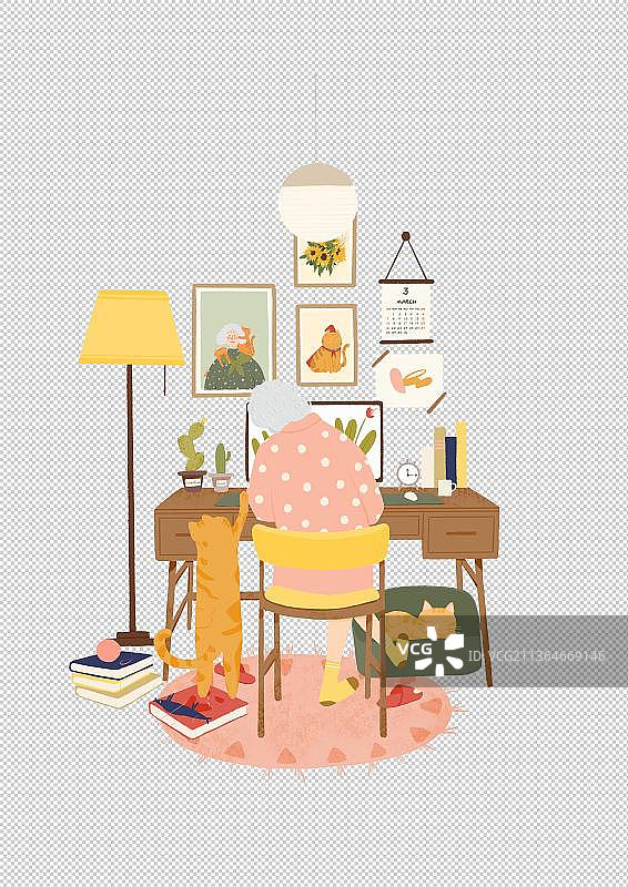 居家工作的女孩图片素材