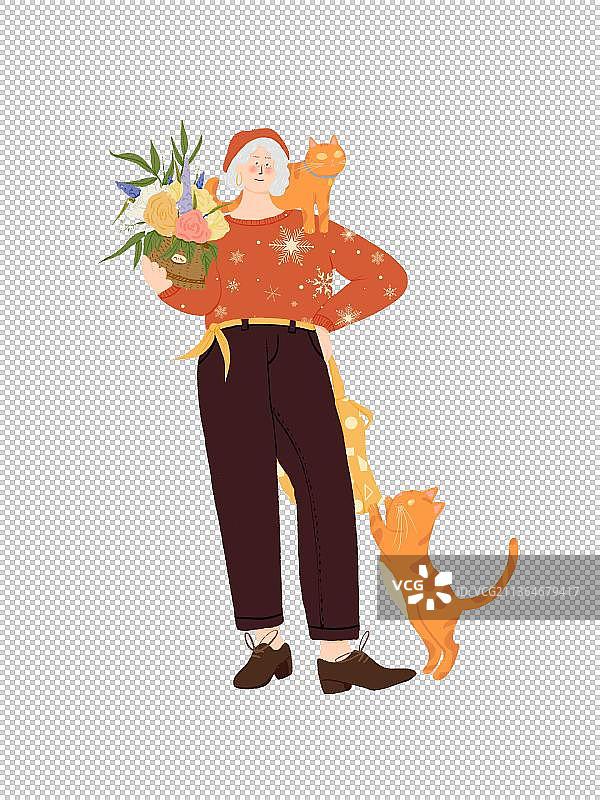 女孩与猫图片素材