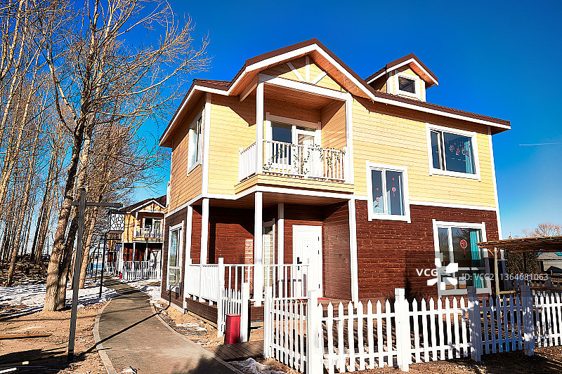 库伦淖景区木屋别墅建筑群图片素材