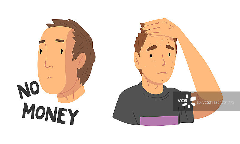 感到缺钱的青少年男孩面部图片素材