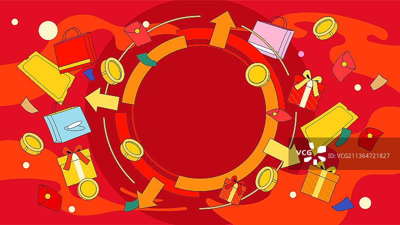 新年促销购物红色背景横图图片素材