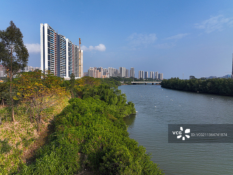 广东省惠州市大亚湾虎头山公园航拍图片素材