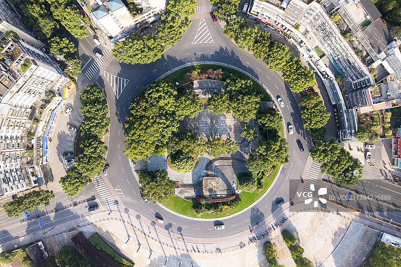 航拍诸暨城市广场转盘图片素材