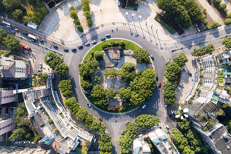 航拍诸暨城市广场转盘图片素材