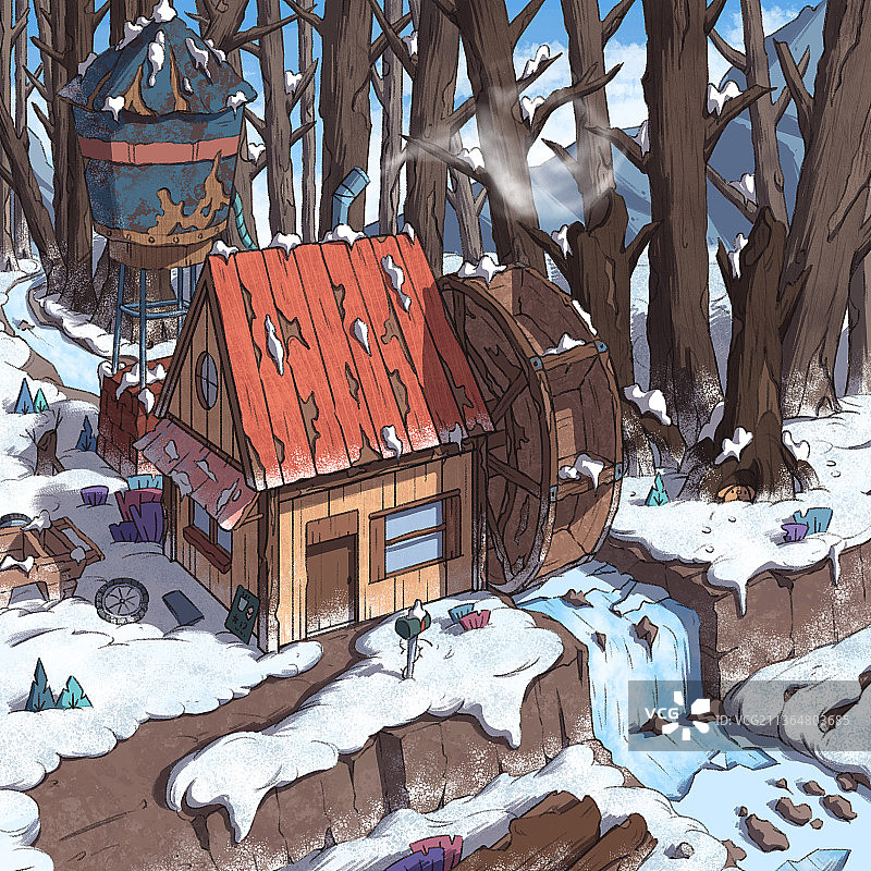 腊月|水车模仿图片素材