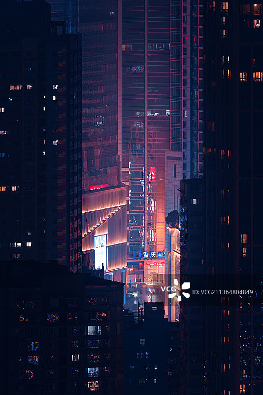 赛博朋克重庆城市夜景图片素材