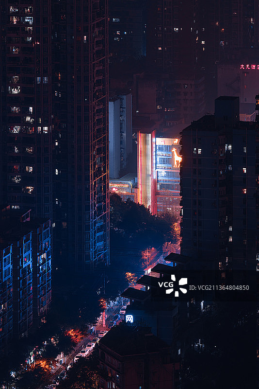 赛博朋克重庆城市夜景图片素材