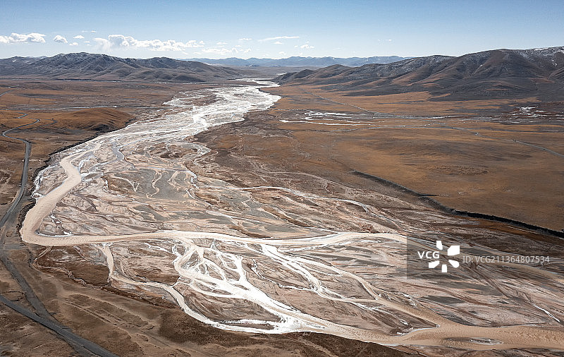 通天河，航拍，江河，河流，长江，长江源，三江源国家公园，水源，河，高原，曲线，青藏高原，可可西里，水图片素材