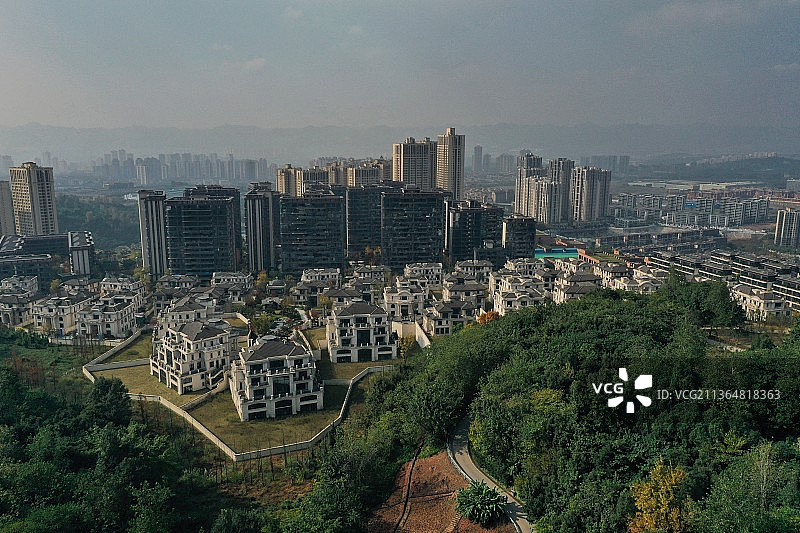 重庆照母山公园别墅区航拍图片素材