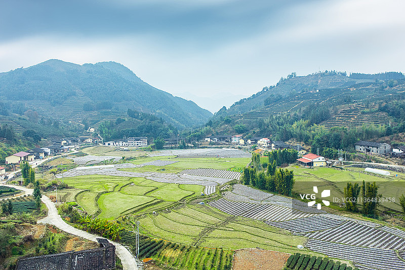 福建省福州市永泰县大山里的乡村村庄景观图片素材