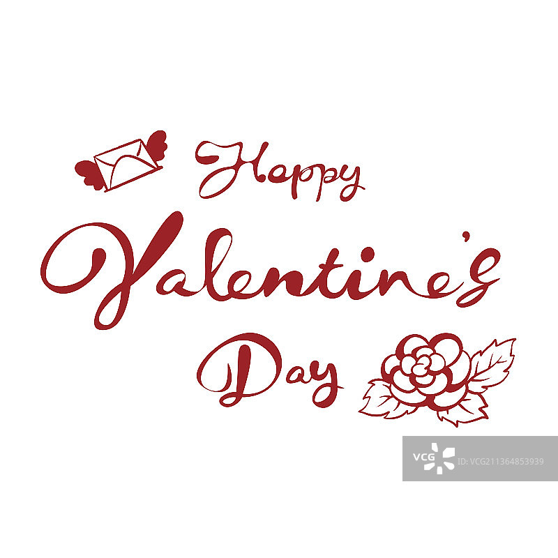 情人节手写字体矢量插画图片素材