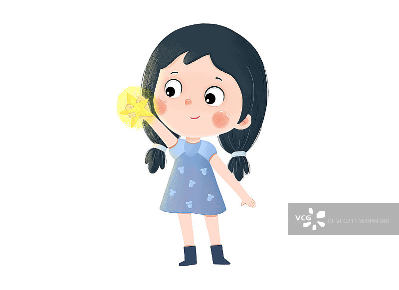 捡到星星的女孩图片素材