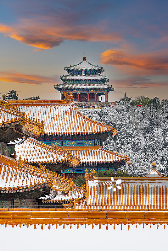 雪后故宫雪景与景山雪景图片素材