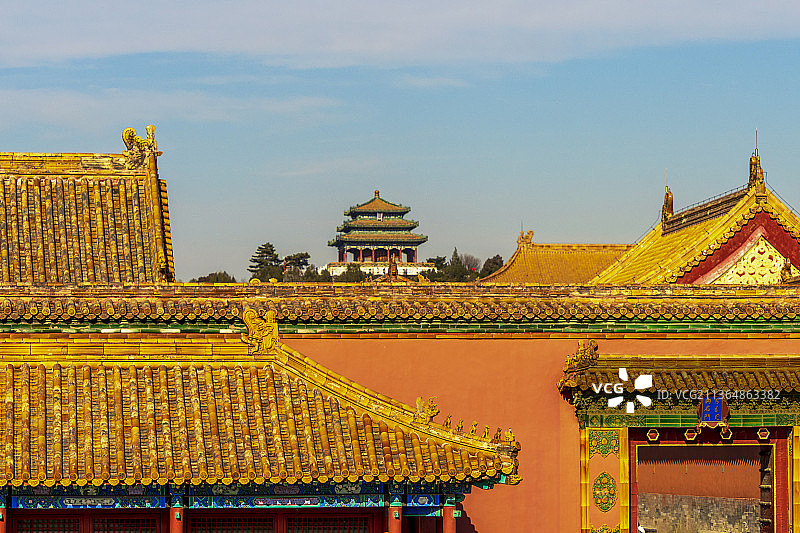 冬季蓝天下中国北京故宫紫禁城图片素材