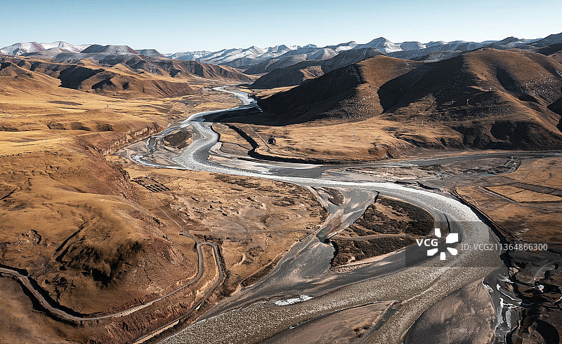 通天河，航拍，河流，江河，长江，长江源，三江源，自然保护区，水系，水域，河，江水，高视角，河岸图片素材
