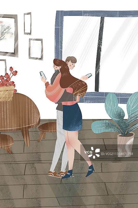 夫妻冷暴力冷漠插画图片素材