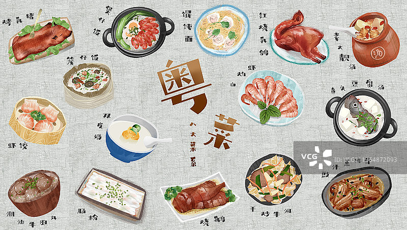 八大菜系粤菜插画图片素材