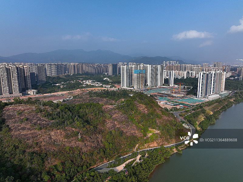 广东省惠州市大亚湾虎头山公园航拍图片素材