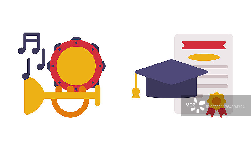 带学位和乐器的毕业帽图片素材