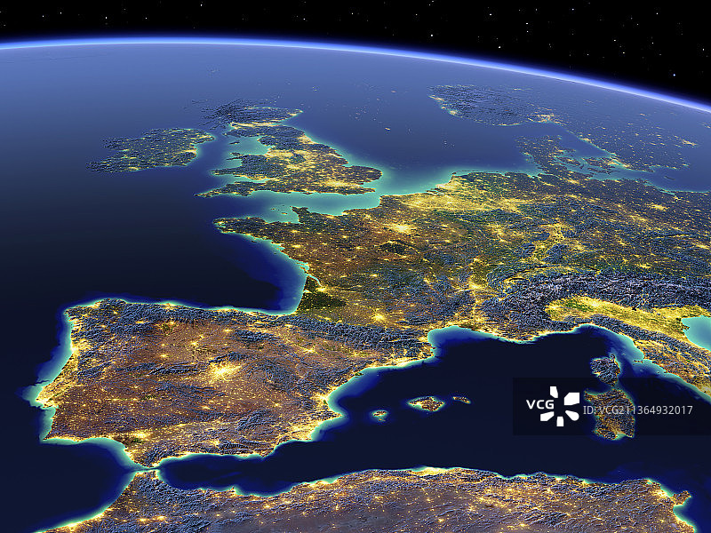 西班牙夜景地形图图片素材