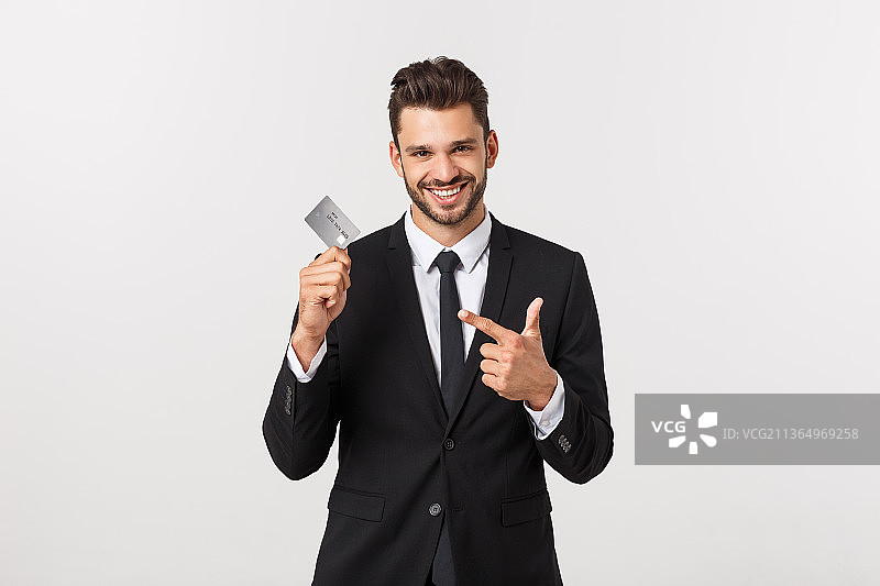 惊讶，无语和印象深刻的英俊白人商人图片素材