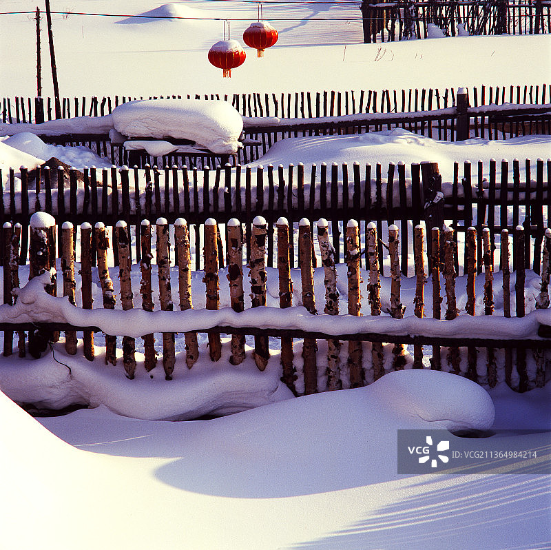 黑龙江牡丹江，雪乡风光，胶片摄影。图片素材