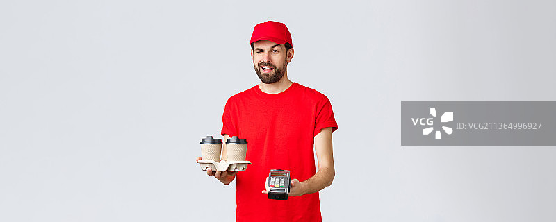 食品配送，隔离，居家在线订购概念图片素材