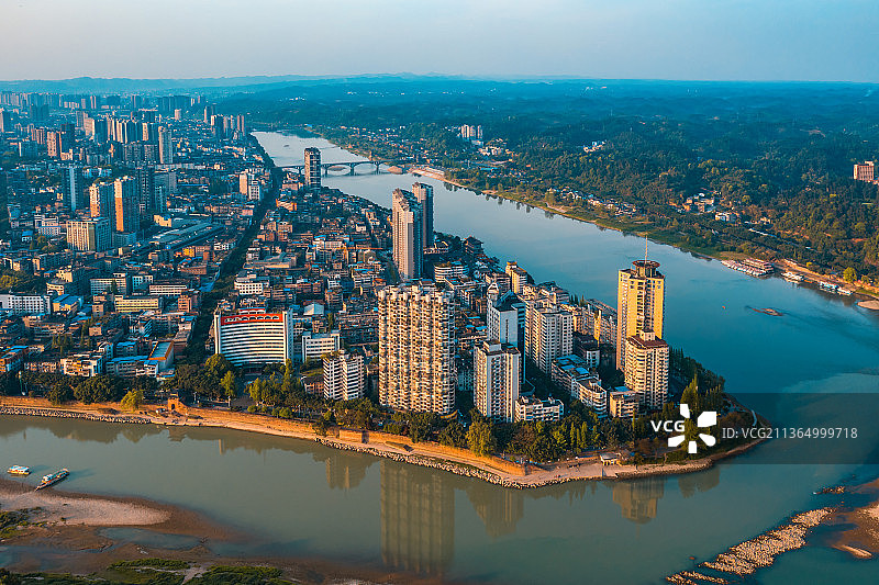 航拍乐山岷江风光图片素材