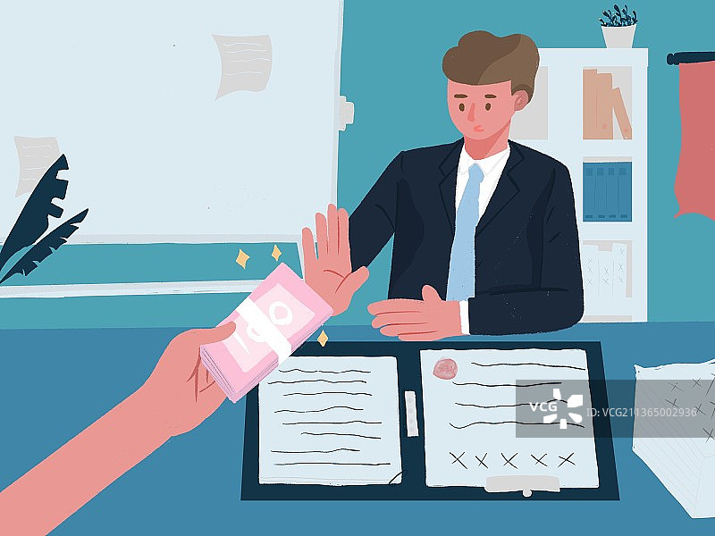 办公室场景工作人员拒绝贿赂图片素材