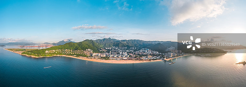 深圳大梅沙海滨公园航拍全景图片素材