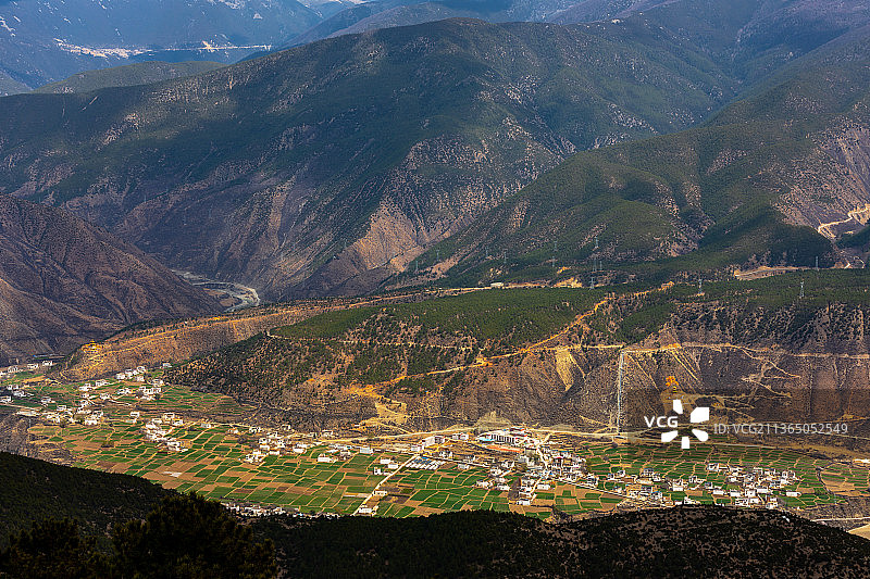四川甘孜乡城县香巴拉镇田园风光图片素材