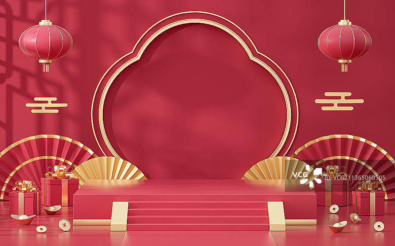 产品展台春节喜庆节日场景背景图片素材