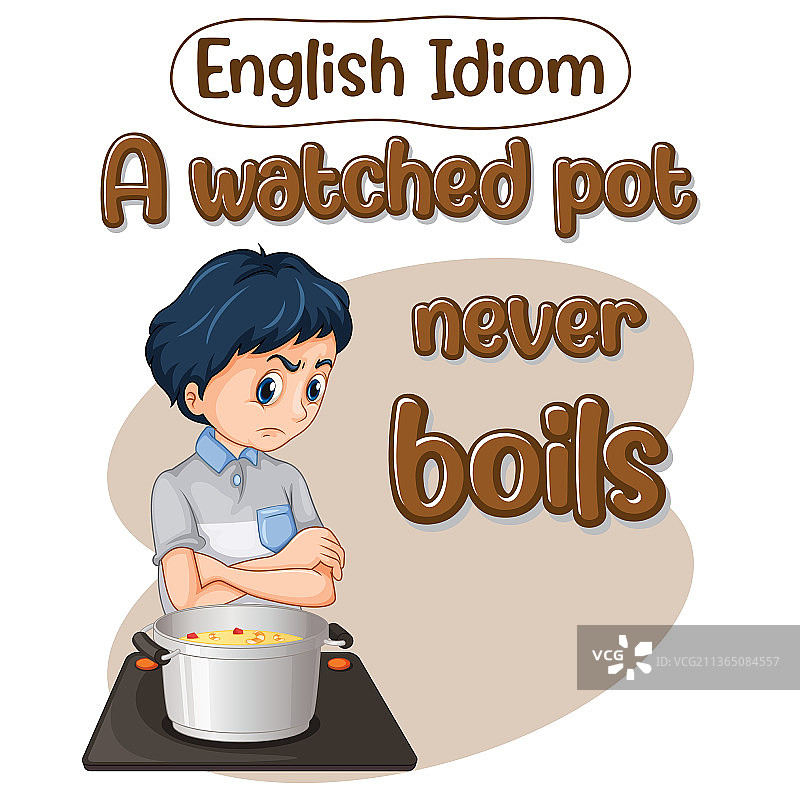 英语谚语：守着的壶不开图片素材