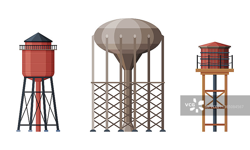 带水箱的高架水塔作为供水设备图片素材