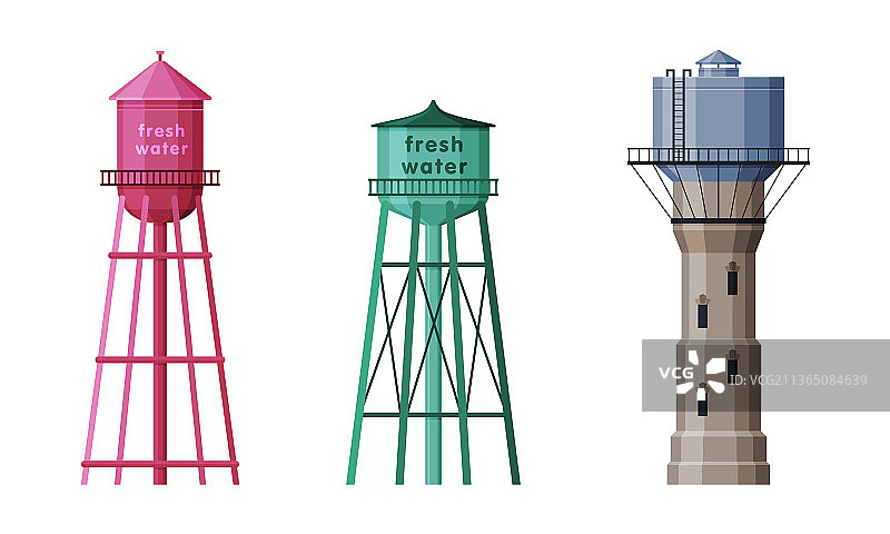 带水箱的高架水塔作为供水设备图片素材