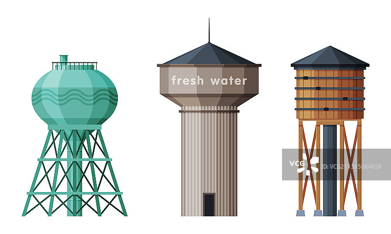 带水箱的高架水塔作为供水设备图片素材