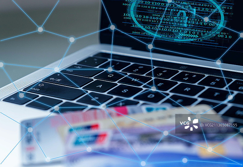 笔记本电脑和银行卡图片素材