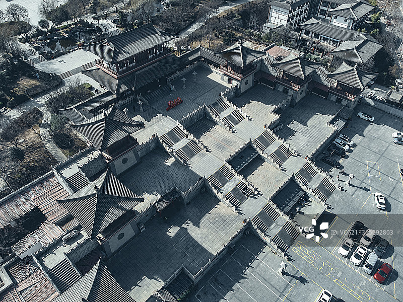 航拍白天西安青龙寺古建筑图片素材