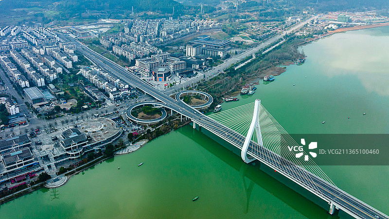 阆中李家坝嘉陵江大桥图片素材